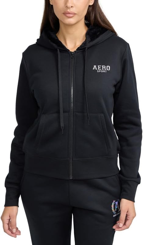 AEROPOSTALE womens Velour Fleece Lined Zip Up Hoodie