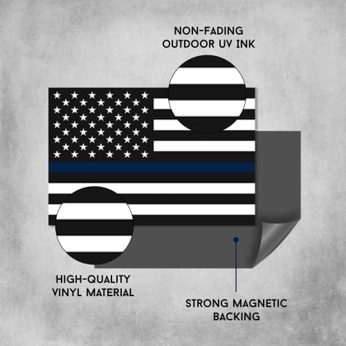 Magnet Me Up Thin Blue Line Magnet Decal, 4x6 inches, 4 Pack, Black and Blue, Heavy Duty Automotive Magnet for Car Truck SUV, in Support of Police and Law Enforcement Officers