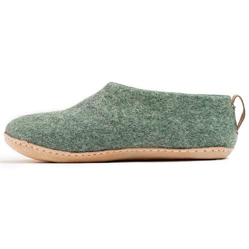 Woollys Felt Indoor Shoes with Leather Sole (Cherry Pink) - 40| Premium New Zealand Wool | Handcrafted with Italian Design | Soft Breathable & Odour Free