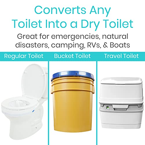 Vive Toilet Bowl Liners With Super Absorbent Pads (24 Pack) - Most Absorbent On Market - For Commodes Camping, Camp, Hurricane Preparedness Items Supplies Kit - Portable Porta Potty Bag #TOP1