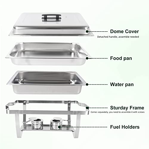 Imacone Chafing Dish Buffet Set Of 2, 8Qt Stainless Steel Rectangular Chafers And Buffet Warmer Sets For Catering, With Food & Water Pan, Lid, Foldable Frame, Fuel Holder For Event Party Holiday #TOP2