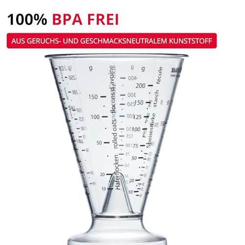 Foto von Westmark Messbecher, Mit Feinmesskegel, mehrsprachigen Messskalen und verschiedenen Maßeinheiten, Trichterform, Füllvolumen: 0,5 Liter, Kunststoff, Gerda, Transparent, 30762270