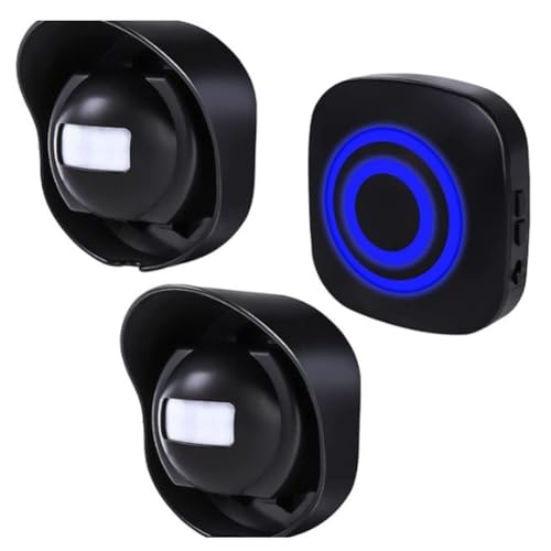 Knoruley 1 Set Ingresso Cancello Visitatore Campanello Campanello Allarme Allarme AC110-240 V Sensore di Movimento Wireless Campanello Campanello Nero (A) Spina Europea