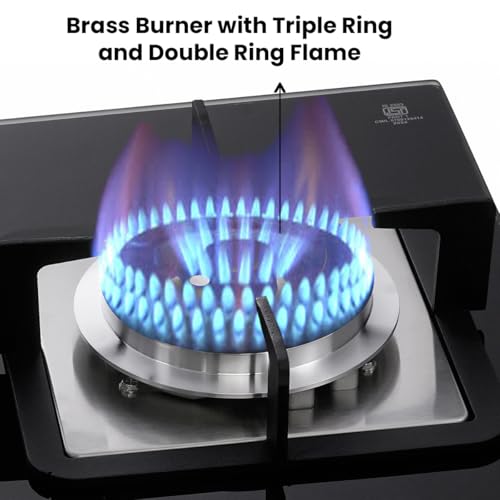 INASLA Premium 3 Burner ≈70cm Gas Stove|5Yr Warranty on Glass & 2Yr on Burner|8MM Toughened Glass|Auto Ignition|Jumbo Brass Burner|LPG Ready &PNG... - Image 4