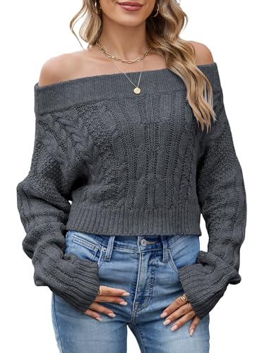 Image of ZAFUL Women V Neck Button Knit Crop Sweaters Batwing Sleeve V Back Ribbed Hem Pullover Sweater