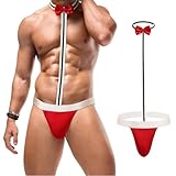 Avidlove Men's Sexy Mankini Thong Swimsuit Suspender Swimwear Mens Low Rise Lingerie with Bow Tie Red...