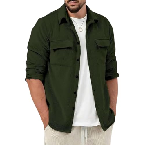 Image of MiraMichi Men's Full Sleeve Corduroy Striped Casual Jacket, Perfect for Everyday Stylish Outfits, Standard Length