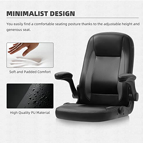 Seatzone Executive Office Chair Leather Modern Computer Chair Black Desk Chair With Wheels And Arms For Adults #TOP3