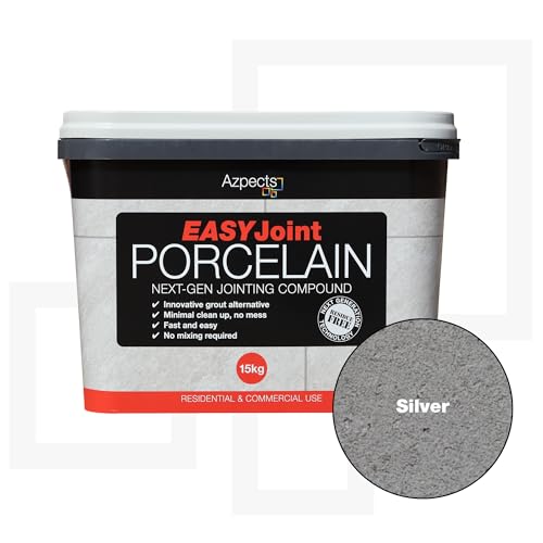 Easyjoint Porcelain Patio Sand Ready Mixed Paving Jointing Compound For Outdoor & Indoor Porcelain Tiles. 15Kg Strong And Durable With Ready To Use, Easy, Dry Application - Silver - 2