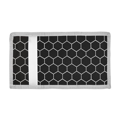 ALAZA Kids Wallets for Boys Girls Toddler Trifold Wallet Children Small Hexagonal Grid Black with Zipper Coin Pocket2