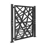 Gartentor, 105x125 cm Gartentür mit 2 Verbindungspfosten, 7 Schlüssel und 7 Schlüssel, für Lagerhäuser, Gärten, Innenhöfe (Schwarz)