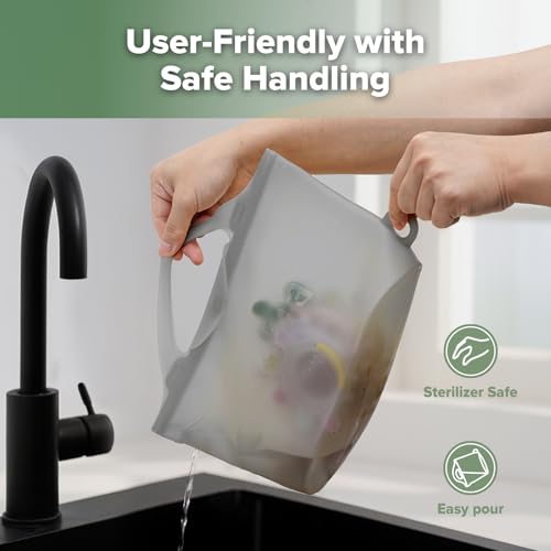 Image of Haakaa Silicone Microwave Steamer & Steriliser Bag, 70oz /2000ml Large Capacity Reusable Steaming Bags for Baby Bottles, Breast Pump, Accessories, Pacifiers,Teethers, Great for Home&On The Go, Grey /1PC