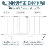 IB STYLE Treppenschutzgitter für Babys Berrin - Türschutzgitter, Schutzgitter zum Klemmen, Für breite Öffnungen, Ohne Bohren, Weiß, 140-150 cm