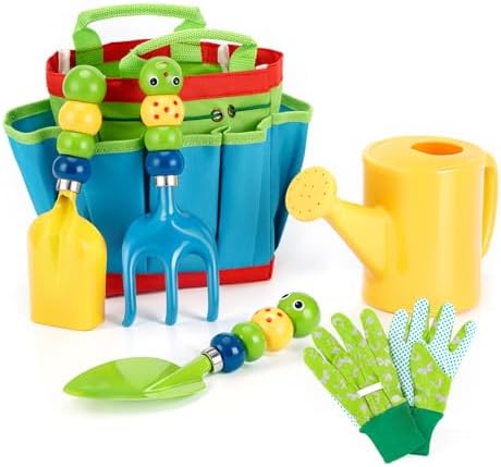 FITNATE Green Kids Garden Tools Set,6 PCS Gardening Tools for Kid...