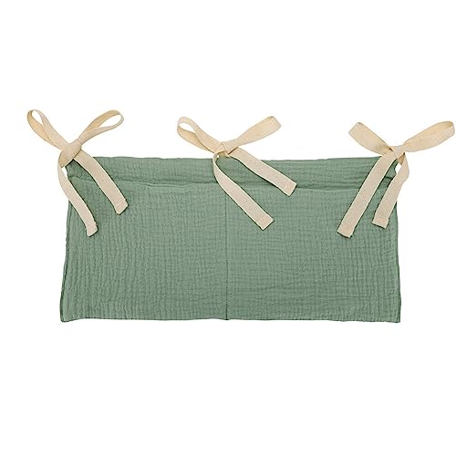 Image of Surakey Hanging Baby Diaper Caddy Organizer, Diaper Stacker, Baby Crib Pocket with Straps Classified Storage Bag Organizer for Nursery Diapers Wipes Baby Essentials (Green)