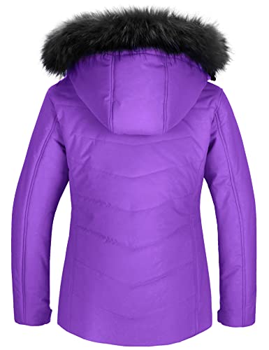 Skieer Women's Skiing Jacket Warm Winter Snow Coat Windproof Hooded Rain Jacket(Purple,Large) #TOP1
