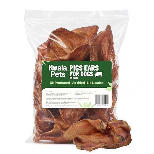 Pig Ears for Dogs Large 10 Pack Long Lasting Natural Dog Chew Pork Collagen