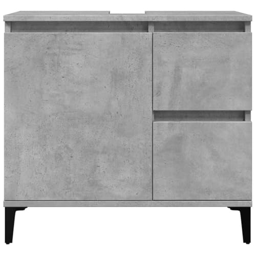 Mueble bajo lavabo de madera gris de 65 cm con cajones de almacenaje 5
