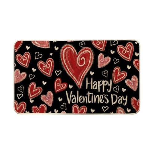 Artoid Mode Black Circle Love Heart Happy Valentines Doormat,Home Decor