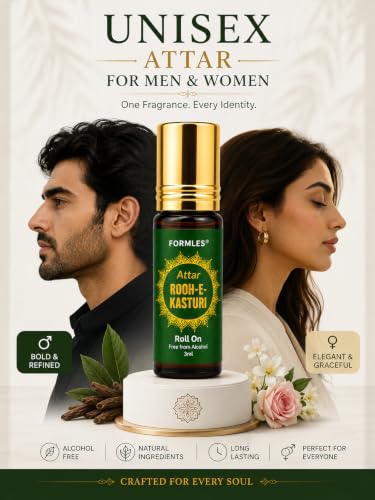 Image of Formless Kasturi Gold 3ml Attar Unisex - Premium Musk Fragrance Oil, Long Lasting Alcohol-Free Perfume, Rich Warm Sensual Scent, Pocket Size Roll-On, Travel Friendly Daily Wear & Special Occasions