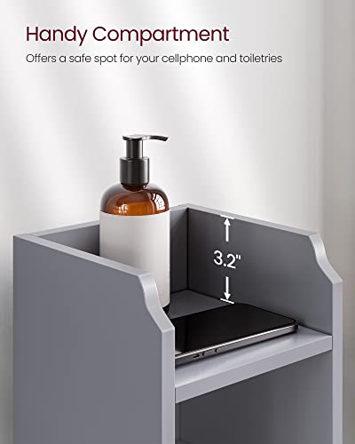 Image of VASAGLE Small Storage Corner Floor Cabinet with Door, Dove Gray
