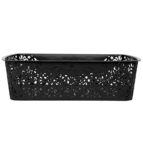Image of Cutting Edge Essentials Medium Rectangular Plastic Storage Basket Set of 3, Multipurpose Shelf Organizer for Kitchen, Bathroom, Pantry, Cabinet & Wardrobe, Multicolor