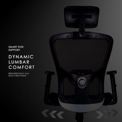 Image of Varaha Vayu BIS Certified Ergonomic Office High Back Chair | 5 Year Warranty | Adjustable 2D Headrest, 1D PU Armrest, Seat Sliding Mechanism with 3 Multilock Recline |Gaming Desk Chair for Home |Black
