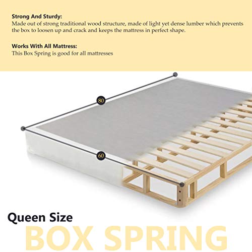 Mattress Solution Medium Plush Double Sided Pillowtop Innerspring Fully Assembled Mattress and 8\" Wood Box Spring/Foundation with Frame Set, Queen, Size