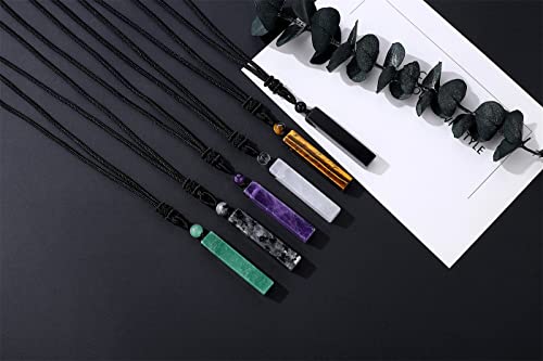 MAIBAOTA Crystal Necklace for Men Women Healing Crystal Stone Bar Pendant Necklace Adjustable Rope Necklace Natural Gemstone Necklace Jewelry3