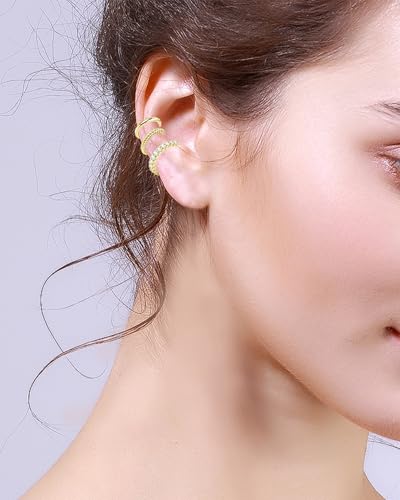 Yotlein 3 Paires Ear Cuff Faux Piercing Oreille, Boucles d'Oreilles Clip, Non Piercing Helix Cartilage, Ajustable Faux Piercing Oreille – vue 2