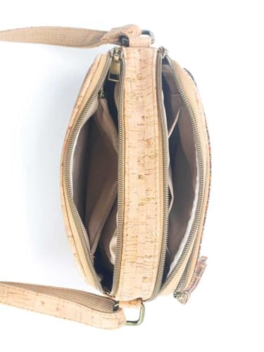 Natural Cork Crossbody Bag for Women, Portuguese Tile Pattern, 8 x 5.5 x 3 inches, Adjustable Strap3
