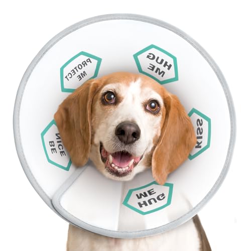 Image of Supet Dog Cone Collar After Surgery to Stop Licking: Adjustable Recovery Elizabeth Collar Alternative for Large Medium Small Dogs, Plastic Pet Head Neck Cone (S)