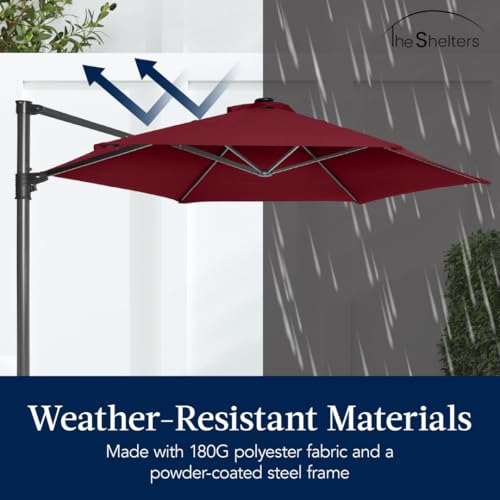 Image of THESHELTERS - Premium Garden Umbrella 360 Degree Rotating Stylish and Durable Outdoor Garden Umbrella with Heavy-duty Water Base (95Kgs)- Patio and Lawn Umbrella, 2.5x2.5m Big Size Outdoor Umbrella with Stand