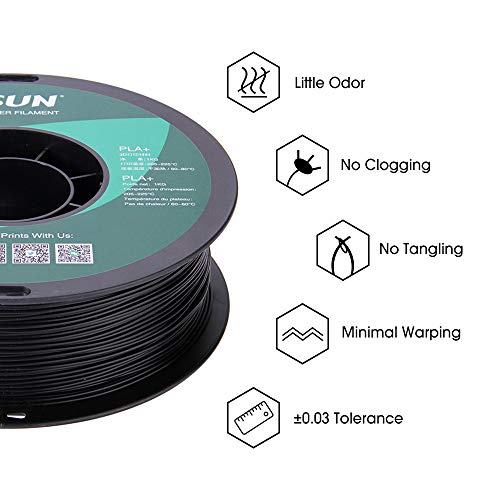 eSUN 1.75mm Black PLA PRO (PLA+) 3D Printer Filament 1KG Spool (2.2lbs), Black