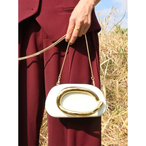 Image of Acrylic Clutch Purse for Women Classic Round Acrylic Evening Handbag Vintage Metal Handlebars Bag for Wedding Party Prom