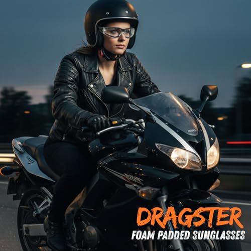 Image of Bikershades Motorcycle Sunglasses Foam Padded with Flame design for Men Women - Free Microfiber Cleaning Case