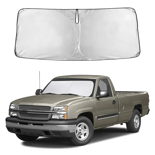 Image of Autovir Windshield Sun Shade Fit for 1999-2004 2005 2006 Chevrolet Silverado 1500 Sunshade, Front Car Window Shades Sun Visor, Blocks UV Rays & Heat, Car Accessories