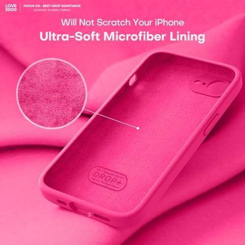 Image of LOVE 3000 Designed for iPhone 16e /17e Case, Premium Silicone with [Soft Anti-Scratch Microfiber Lining] Shockproof Protective Phone Case for Men Women Girls 6.1 inch, Hot Pink