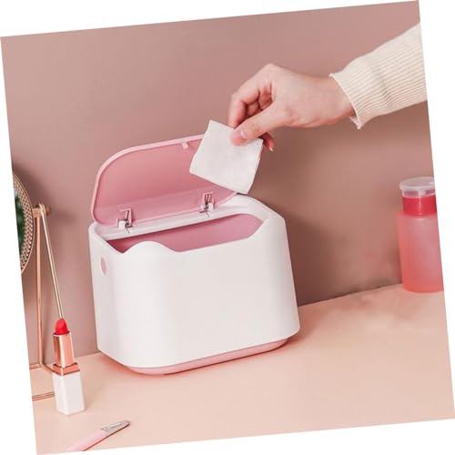 Mini caneca de basura rectangular de plástico con tapa pequeña miniatura 5