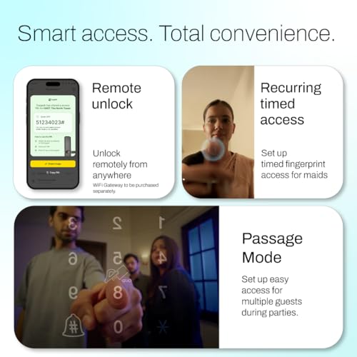 Image of Mygate Smart Door Lock SE with 6 Unlock Methods | Fingerprint, OTP, PIN, RFID Card, Key & Mobile App Access | Unauthorized Freeze & Pin Decoy | Remote Unlocking via OTP| 3-Year Warranty by Mygate