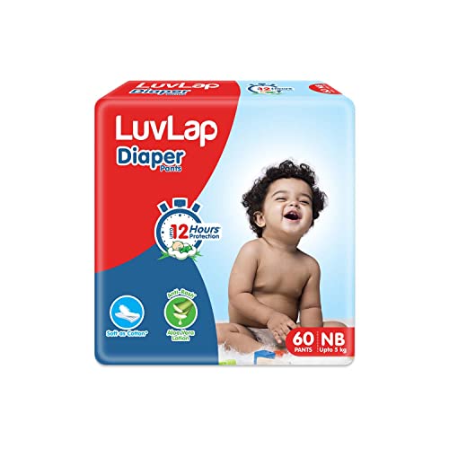 Image of LuvLap Liquid Cleanser 1.5ltr & LuvLap Baby Diaper Pants New Born Size (NB) Pack of 60 Count, Small (XS)