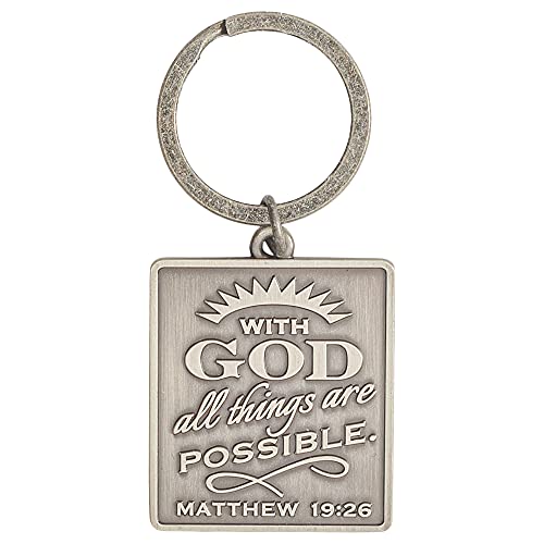 Dicksons With God All Things are Possible Zinc Alloy Metal, Christian Inspirational, Split Key Ring, for Bible Bag, Backpack, Purse, Duffle, Lanyard or Wallet, Keychain 2-Piece Pack