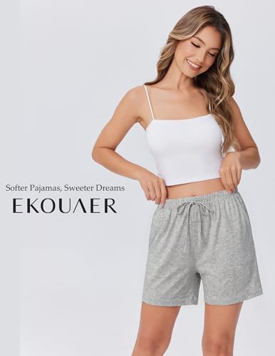 Image of Ekouaer Pajama Shorts for Women Soft Comfy Lounge Shorts Drawstring Pj Shorts Short Pajama Bottoms with Pockets S-XXL