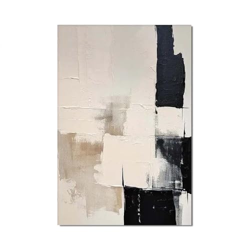 Lienzo grande abstracto de lujo beige negro moderno pintura sobre lienzo impresiones para sala de estar, dormitorio, pasillo, decoración de pared, 100 x 60 cm, sin marco