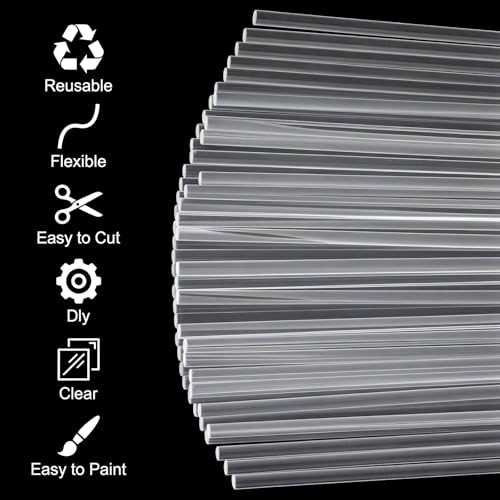Image of 50pcs Clear Acrylic Rods, 3mm Diameter Transparent Round Plastic Sticks Strip, 1 /8 x 12in Acrylic Round Plastic Rods for DIY Crafts Party Decorations Gardening and Lighting