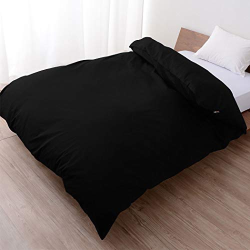 EMOOR100% Cotton Comforter Cover Single, Anti-Bacterial & Mite-Resistant & Odor-Resistant Made in JAPAN, Black
