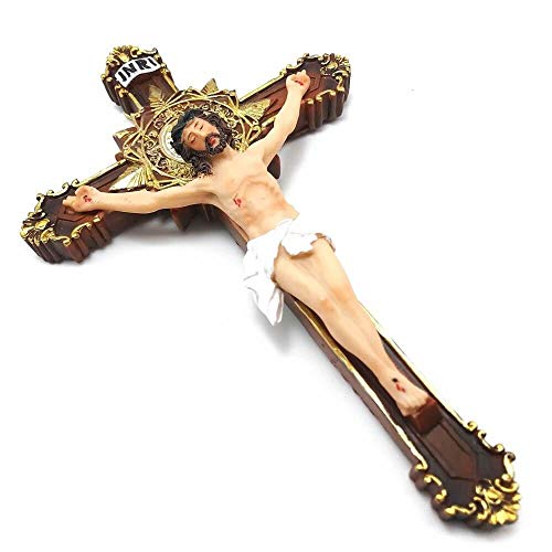 Armazém Católico - Crucifixo De Parede Resina Com Medalha São Bento 20 cm x 12,5 cm