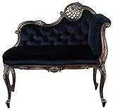 EuroLux Home Settee La Rochelle French Lace Carved Rococo Antiqued Gold Wood Black Velvet