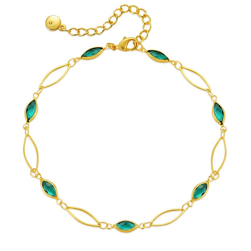 Yumikoo 18k Gold Plated Anklet, Women Adjustable Gold Tone Ankle Bracelet