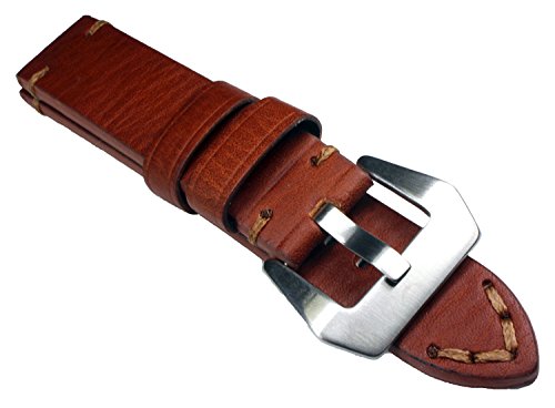 Bracelet de montre 22 mm en cuir véritable marron effet vintage usé d'aviateur
